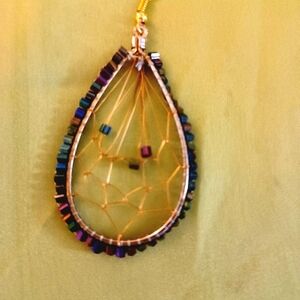 Iridescent Teardrop Wire Earrings